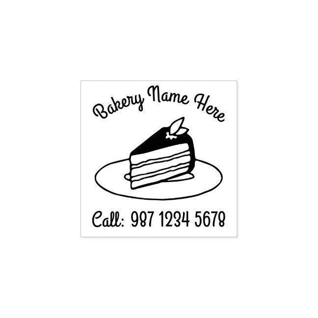 Cake Slice Bakery Pastry Rubber Stamp