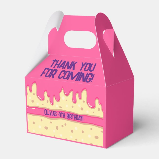 Cake slice cartoon sweet kids birthday party favor boxes (Front Side)