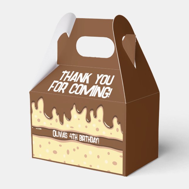 Cake slice cartoon sweet kids birthday party favor boxes (Front Side)
