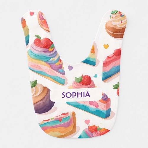 Cake slice Floral Colorful Personalized Pattern Baby Bib