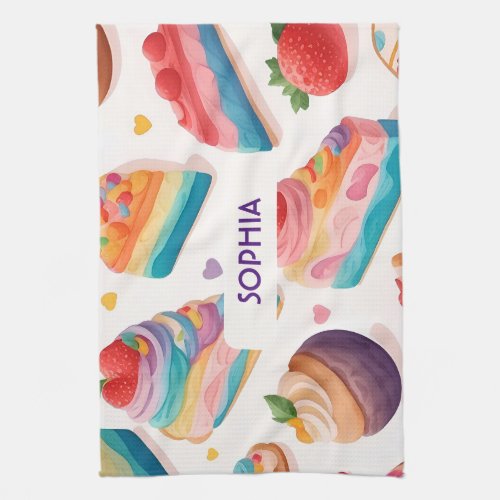 Cake slice Floral Colorful Personalized Pattern Kitchen Towel