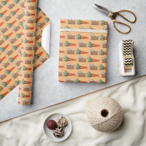 Cake Slice Orange Carrot Bunch Baking Cooking Food Wrapping Paper