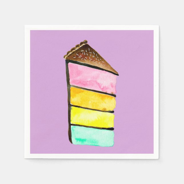 Cake slice rainbow cake art napkins (Front)