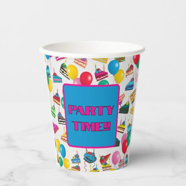 " CAKE SLICES AND BALLOONS " PAPER CUPS (Front)