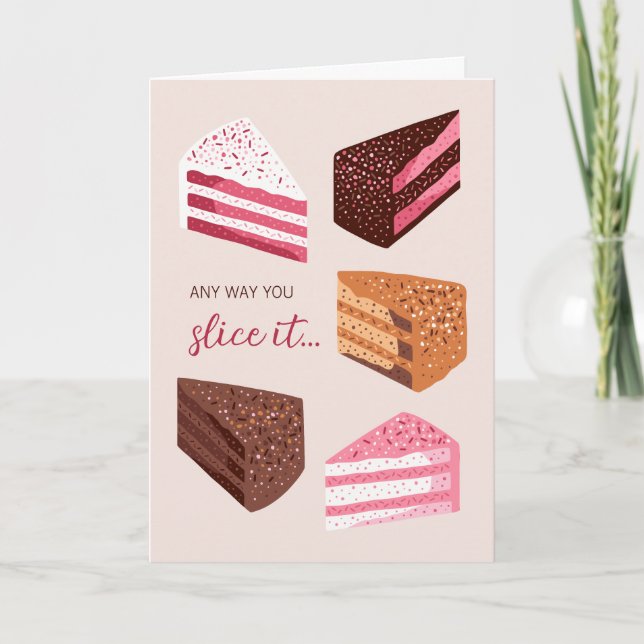 Cake slices hand drawn illustration birthday card (Front)