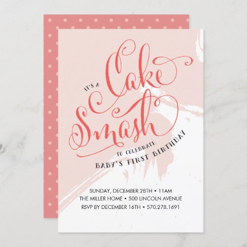 Cake Smash Birthday Invitation Girl Card