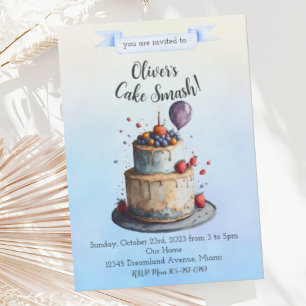 Cake Smash First Birthday Party Invitation