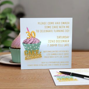 Cake Smash Party 30th Birthday Invitation
