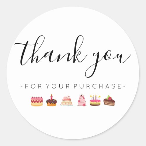 Cake Thank You for Your Purchase Classic Round Sticker