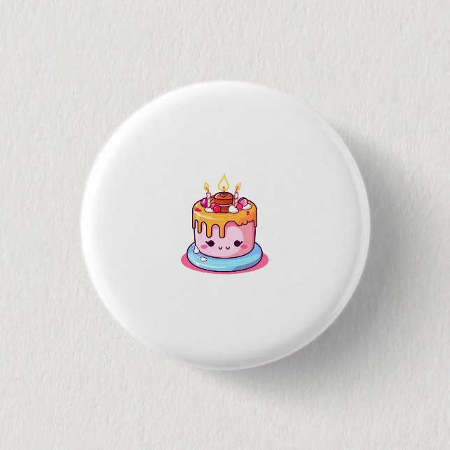 Cake theme, cake design, cute cake button (Front)