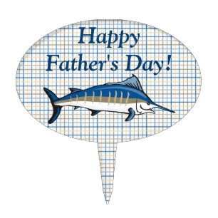 Cake Topper - Blue Marlin on Plaid