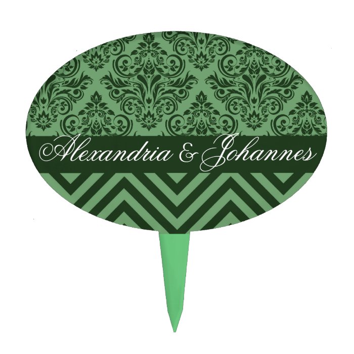 CAKE TOPPER Damask Chevron mint green