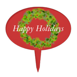 Cake Topper - Holiday Wreath