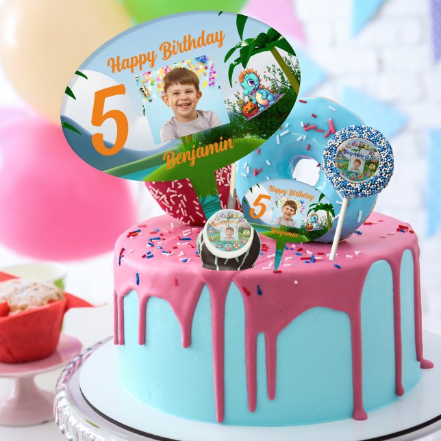 Cake Topper Kids Birthday Spooky Baby Dino Theme (Creator Uploaded)