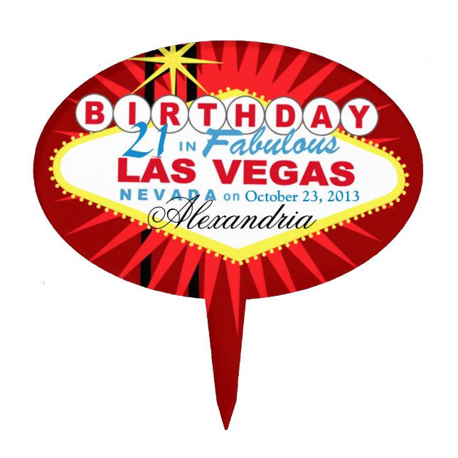 CAKE TOPPER Las Vegas 21st Birthday (Front)