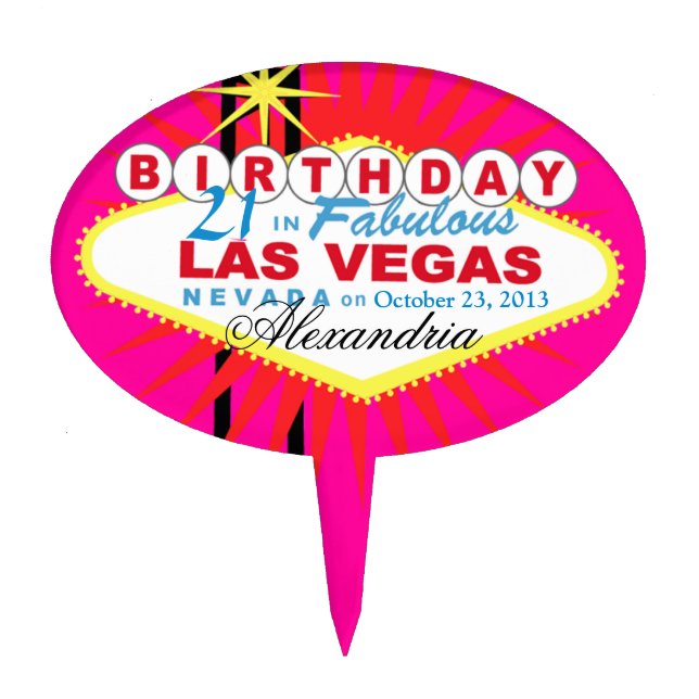 CAKE TOPPER Las Vegas 21st Birthday (Front)
