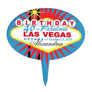 Custom Age Welcome to Fabulous Las Vegas Happy Birthday 225-746 Cake Topper