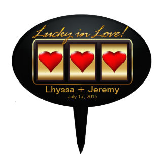 CAKE TOPPER Las Vegas Wedding Lucky black gold