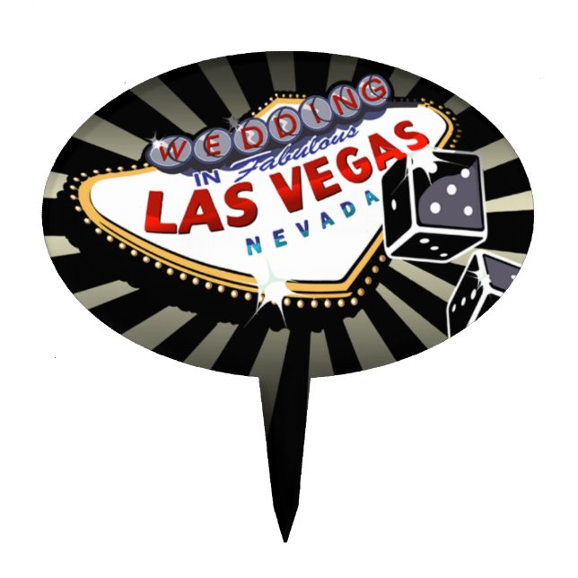 CAKE TOPPER Las Vegas Wedding Sign black silver (Front)