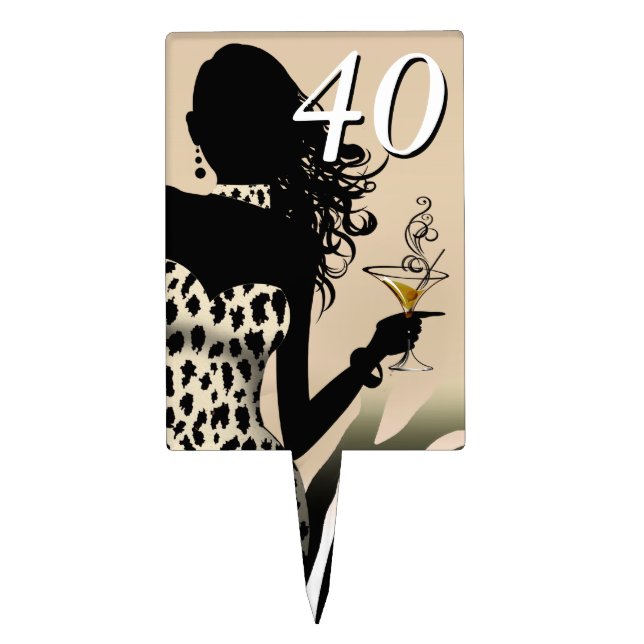 CAKE TOPPER Leopard 40th Birthday Diva - beige (Front)
