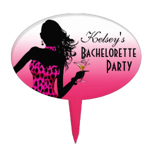 CAKE TOPPER Leopard Bachelorette Party - fuschia