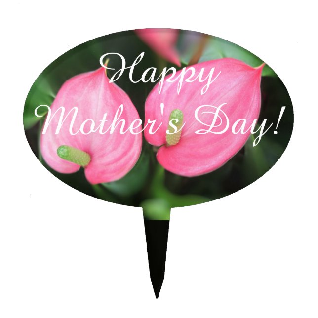 Cake Topper - Pink Anthurium Twins (Front)