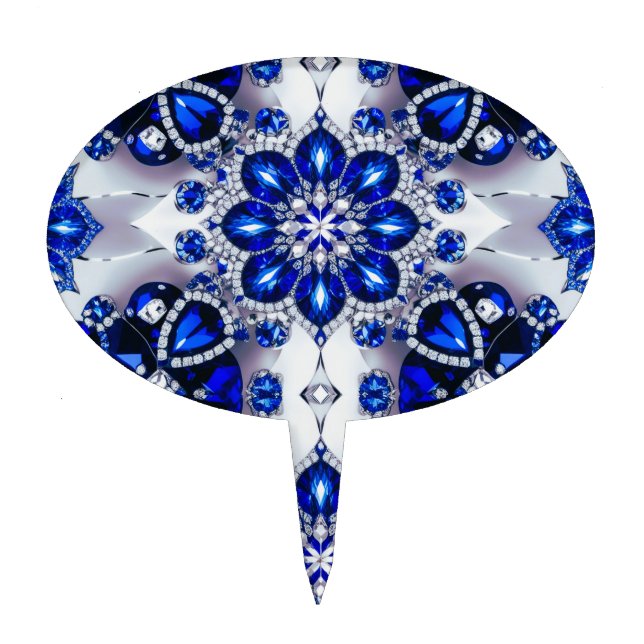 Cake Topper with Blue White Colors Design (Front)