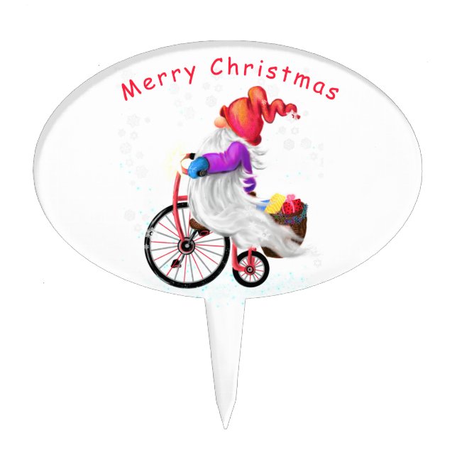 Cake Topper with Christmas Gnome (Front)