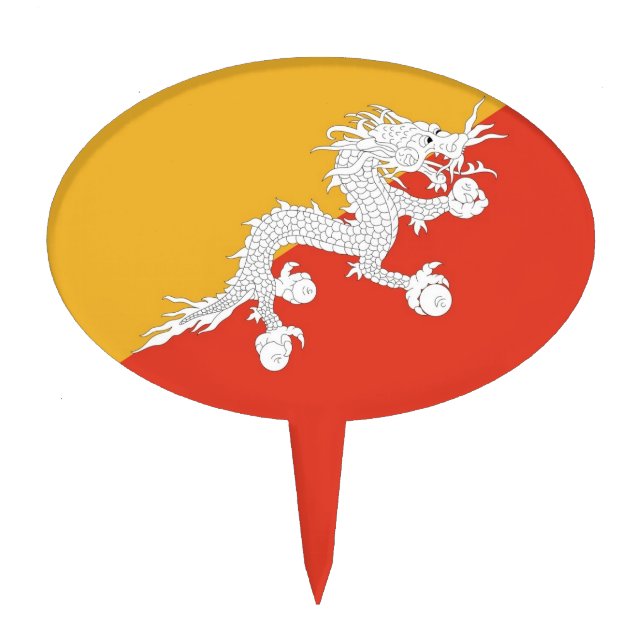 Cake Topper with Flag of Bhutan (Front)