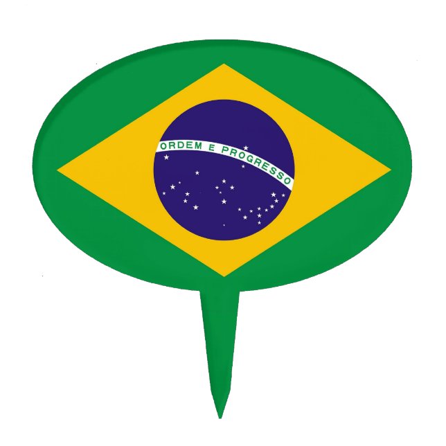 Cake Topper with Flag of Brazil (Front)