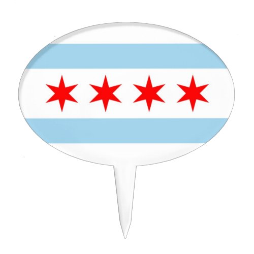 Cake Topper with Flag of Chicago Illinois USA