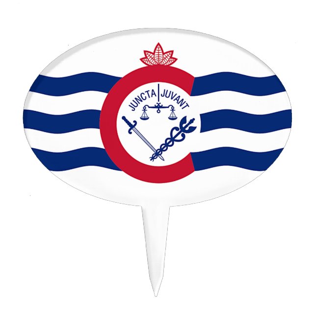 Cake Topper with Flag of Cincinnati City, Ohio (Front)