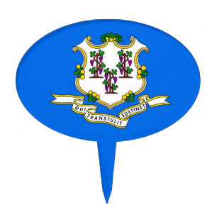Cake Topper with Flag of Connecticut, USA