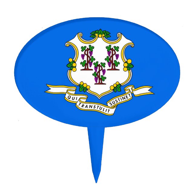 Cake Topper with Flag of Connecticut, USA (Front)