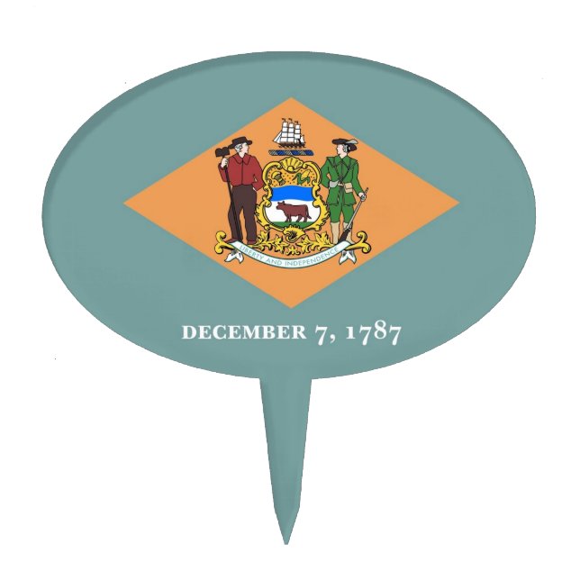 Cake Topper with Flag of Delaware, USA (Front)