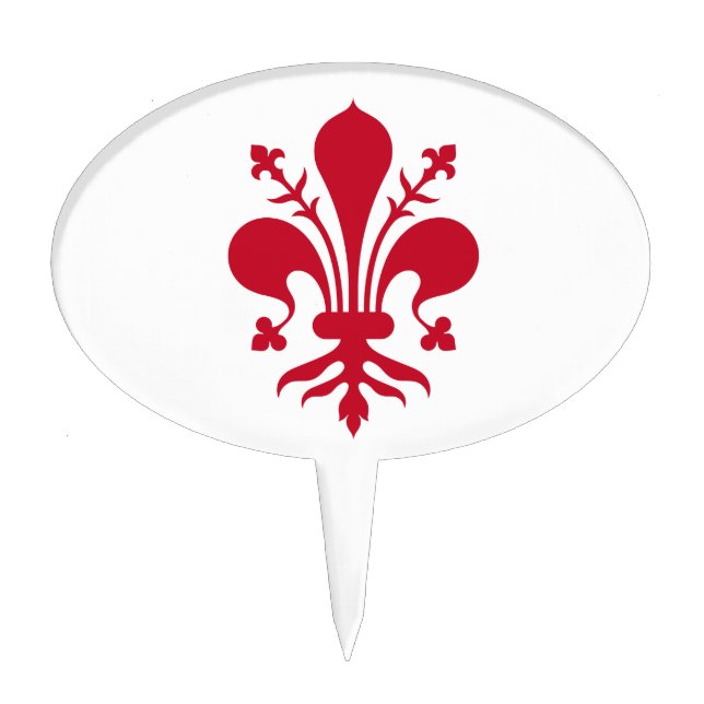Cake Topper with Flag of Florence, Italy (Front)