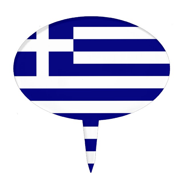 Cake Topper with Flag of Greece (Front)