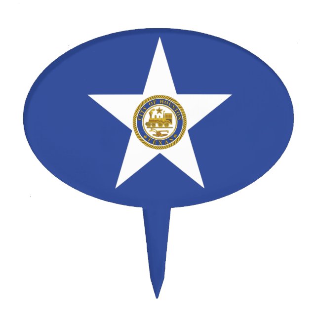 Cake Topper with Flag of Houston City, USA (Front)