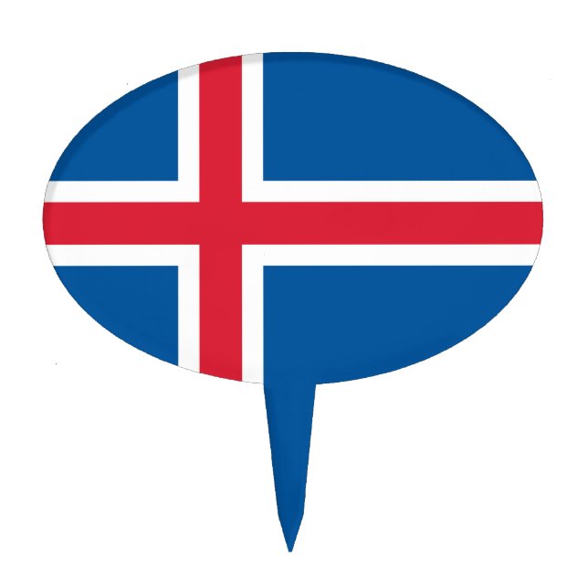 Cake Topper with Flag of Iceland (Front)