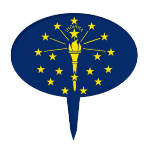 Cake Topper with Flag of Indiana, USA