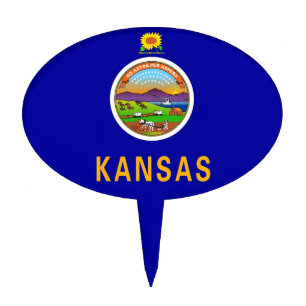 Cake Topper with Flag of Kansas, USA