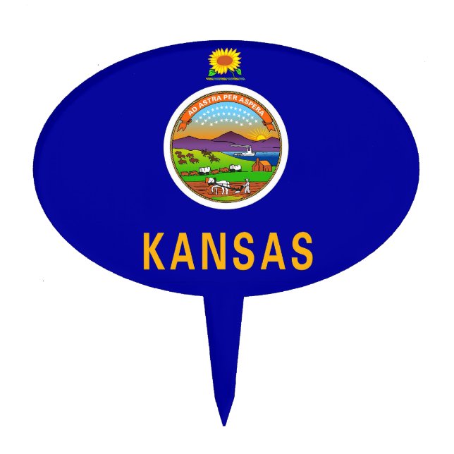 Cake Topper with Flag of Kansas, USA (Front)