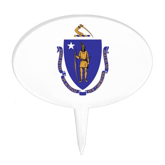 Cake Topper with Flag of Massachusetts, USA (Front)