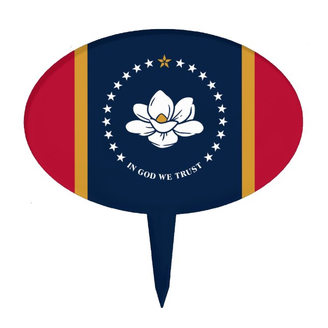 Cake Topper with Flag of Mississippi State, USA (Front)
