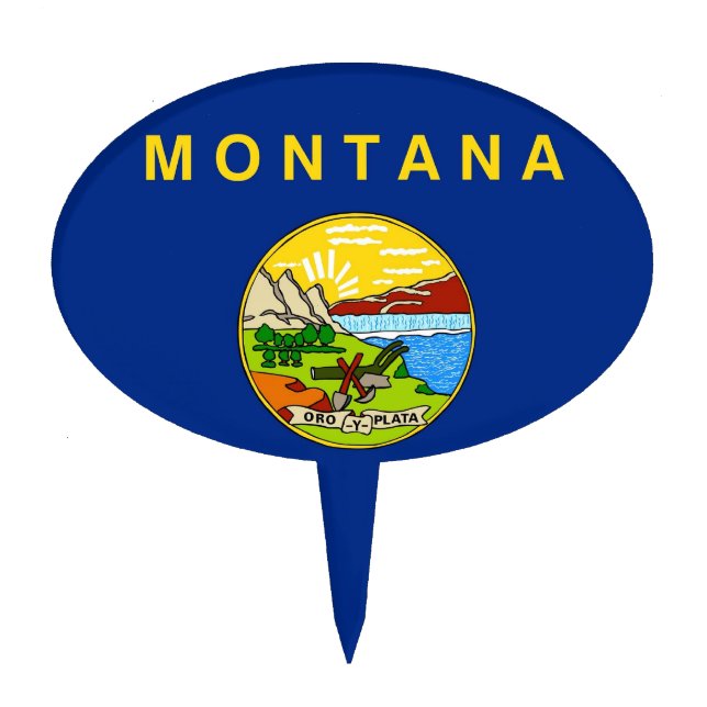 Cake Topper with Flag of Montana, USA (Front)