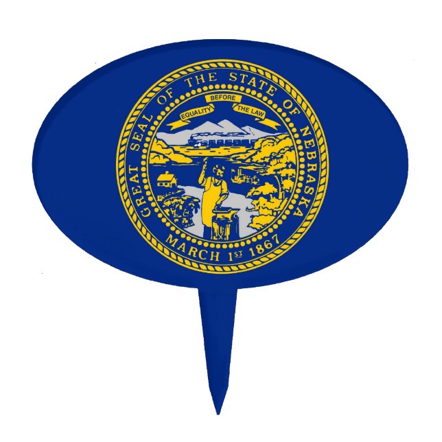 Cake Topper with Flag of Nebraska, USA (Front)