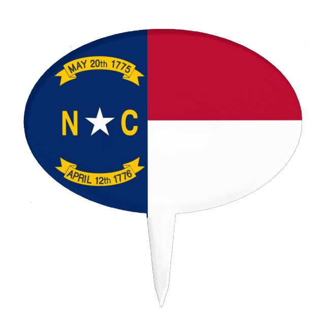 Cake Topper with Flag of North Carolina, USA (Front)