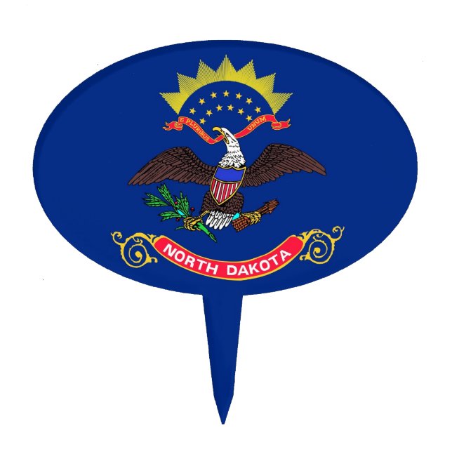 Cake Topper with Flag of North Dakota, USA (Front)
