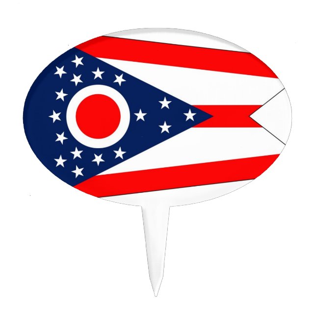 Cake Topper with Flag of Ohio, USA (Front)