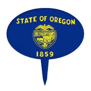 Cake Topper with Flag of Oregon, USA